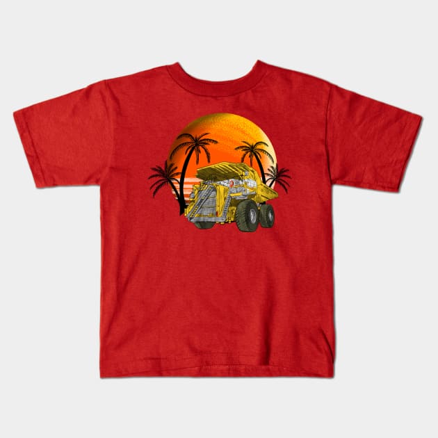 dump truck mining truck Kids T-Shirt by damnoverload